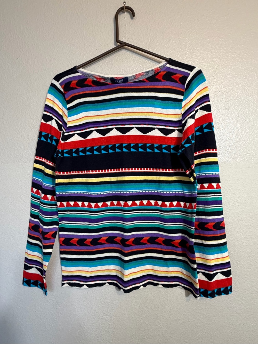 Chaps Southwestern Multicolor Striped Long Sleeve Top
